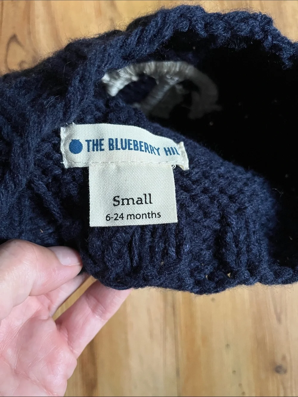 BLUEBERRY HILL S 6-24M Navy Blue Anchor Knit Hat Nautical